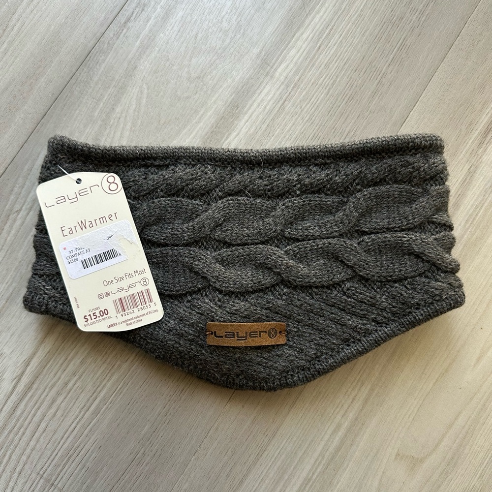 Layer 8 Charcoal Cable Knit Ear Warmer
